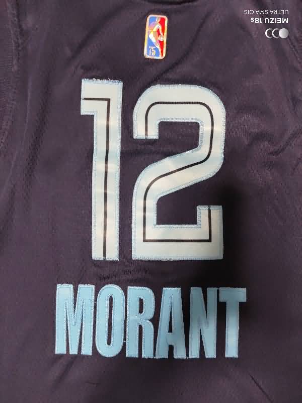 Memphis Grizzlies 21/22 MORANT #12 Dark Blue Basketball Jersey (Stitched)