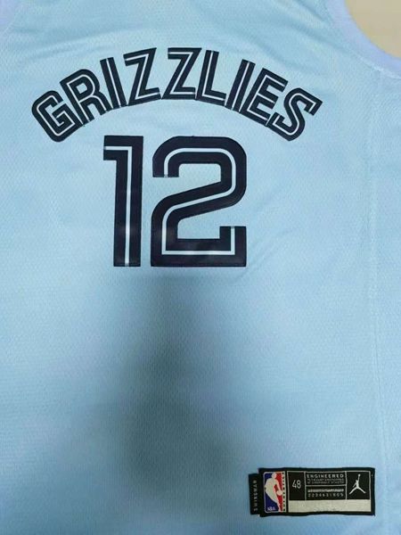 Memphis Grizzlies MORANT #12 Light Blue AJ Basketball Jersey (Stitched)