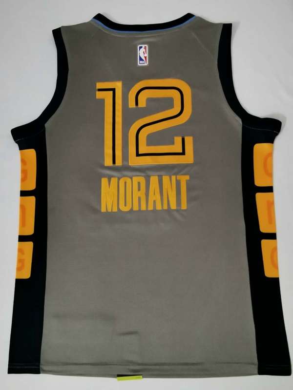 Memphis Grizzlies MORANT #12 Grey Basketball Jersey (Stitched)