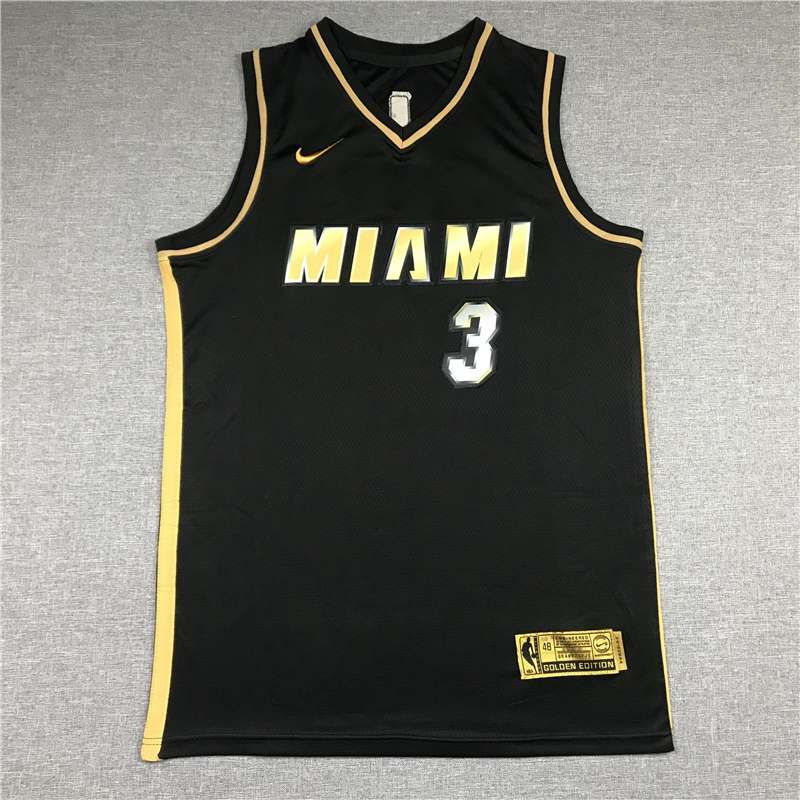 Miami Heat 20/21 WADE #3 Black Gold Basketball Jersey (Stitched)