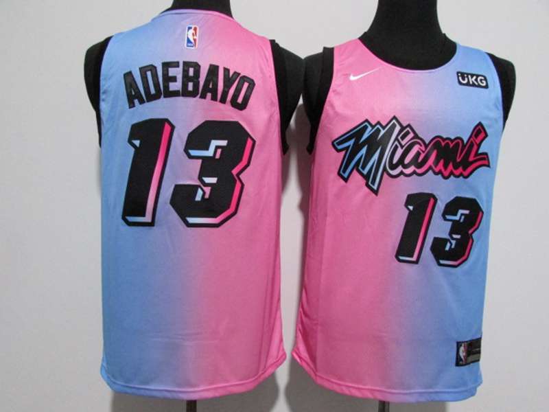 Miami Heat 20/21 ADEBAYO #13 Pink Blue City Basketball Jersey (Stitched)