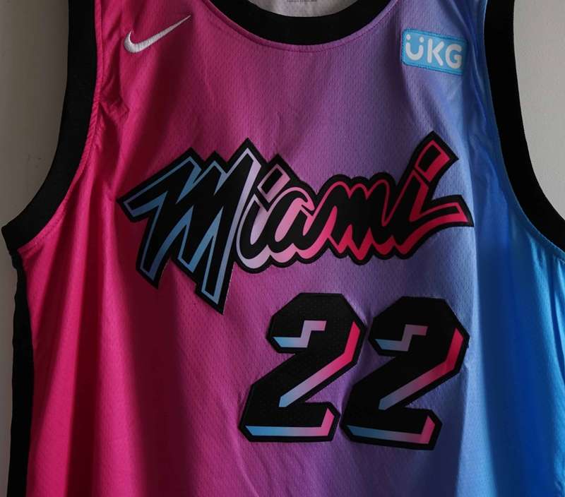 Miami Heat 20/21 BUTLER #22 Pink Blue City Basketball Jersey (Stitched)