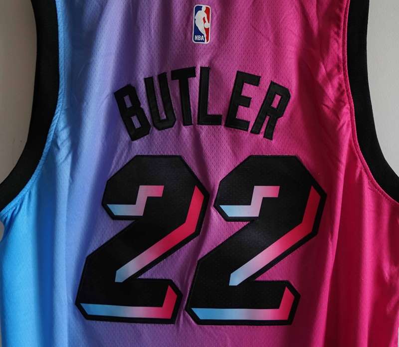 Miami Heat 20/21 BUTLER #22 Pink Blue City Basketball Jersey (Stitched)