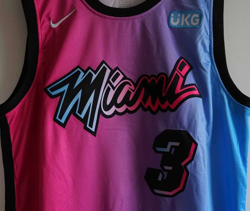 Miami Heat 20/21 WADE #3 Pink Blue City Basketball Jersey (Stitched)