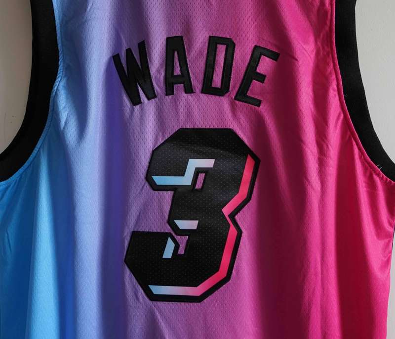 Miami Heat 20/21 WADE #3 Pink Blue City Basketball Jersey (Stitched)