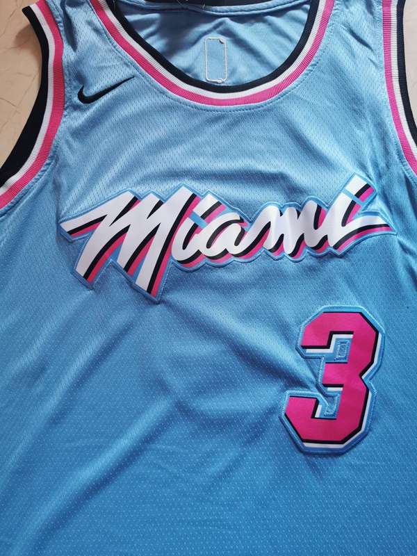 Miami Heat 2020 WADE #3 Blue City Basketball Jersey (Stitched)