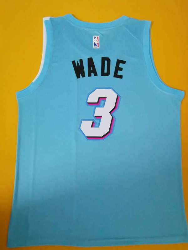 Miami Heat WADE #3 Blue Basketball Jersey (Stitched)