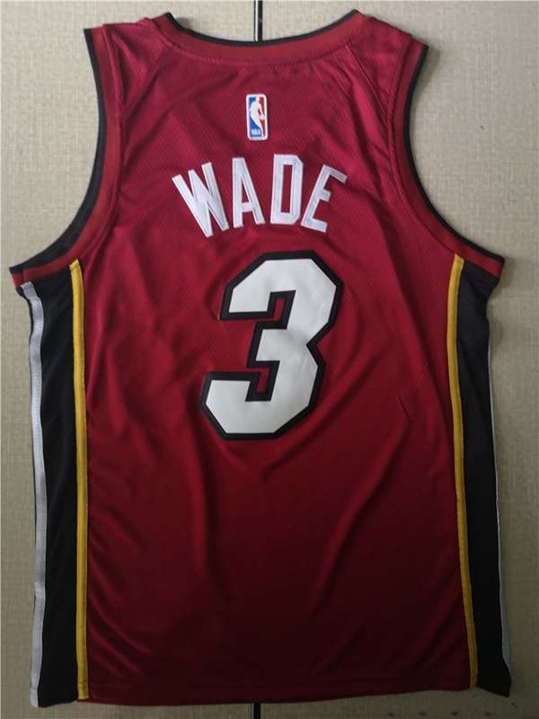 Miami Heat WADE #3 Red Basketball Jersey (Stitched)