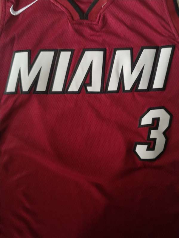 Miami Heat WADE #3 Red Basketball Jersey (Stitched)