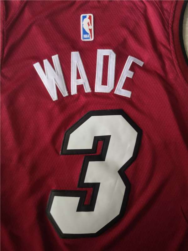 Miami Heat WADE #3 Red Basketball Jersey (Stitched)