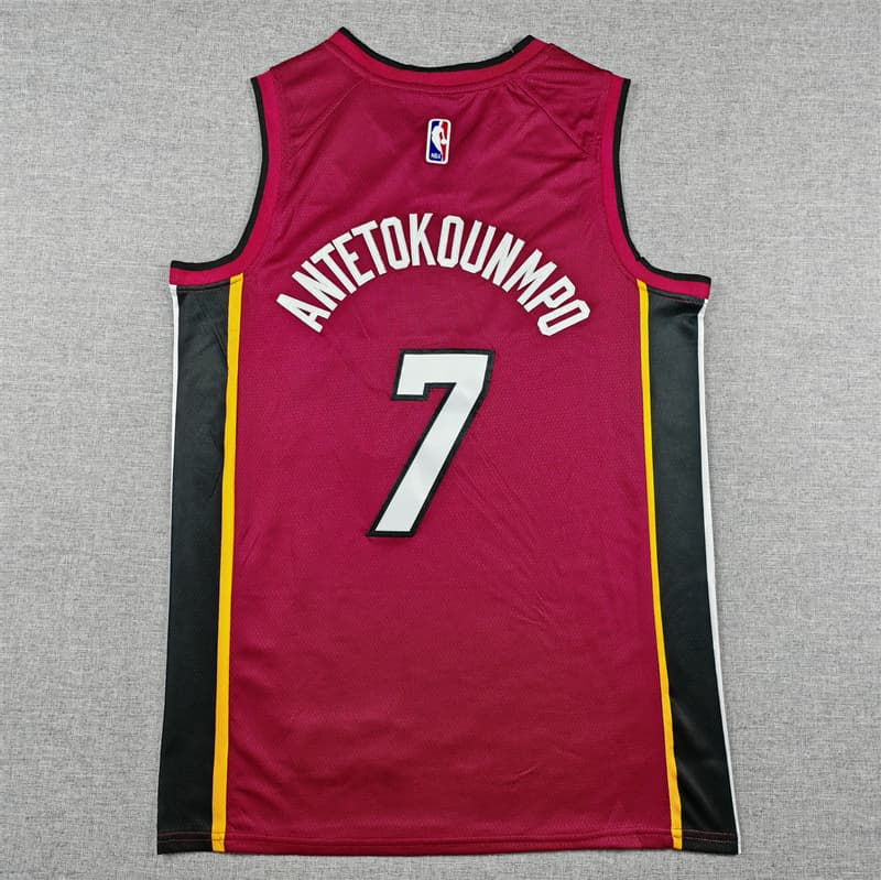 Miami Heat ANTETOKOUNMPO #7 Red Basketball Jersey (Stitched)