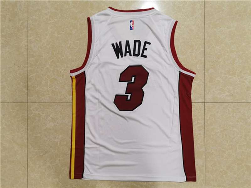 Miami Heat WADE #3 White Basketball Jersey (Stitched)