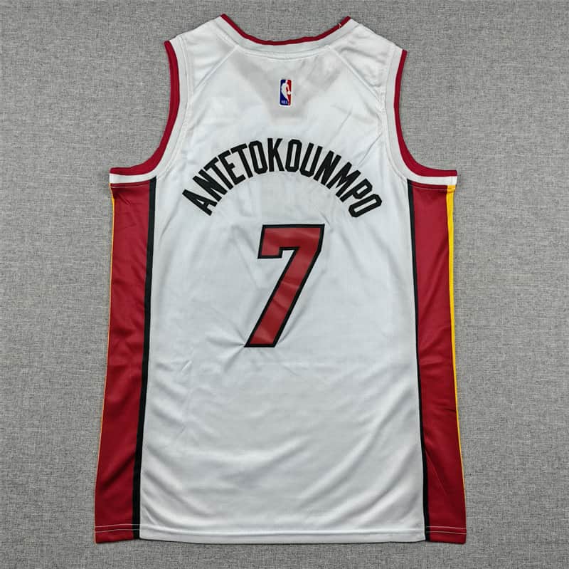 Miami Heat ANTETOKOUNMPO #7 White Basketball Jersey (Stitched)