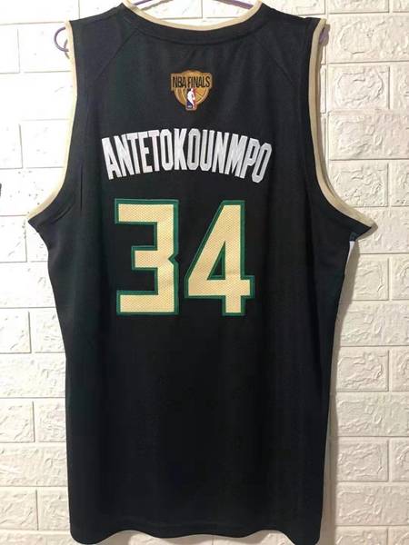 Milwaukee Bucks 20/21 ANTETOKOUNMPO #34 Black AJ Champion Basketball Jersey (Stitched)