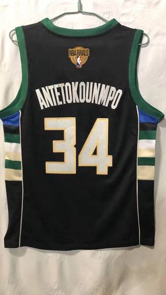 Milwaukee Bucks 20/21 ANTETOKOUNMPO #34 Black Champion Basketball Jersey (Stitched)