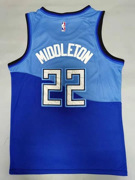 Milwaukee Bucks 20/21 MIDDLETON #22 Blue City Basketball Jersey (Stitched)