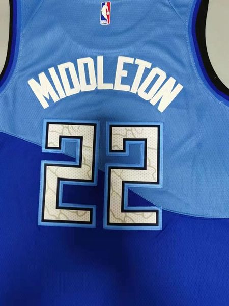 Milwaukee Bucks 20/21 MIDDLETON #22 Blue City Basketball Jersey (Stitched)