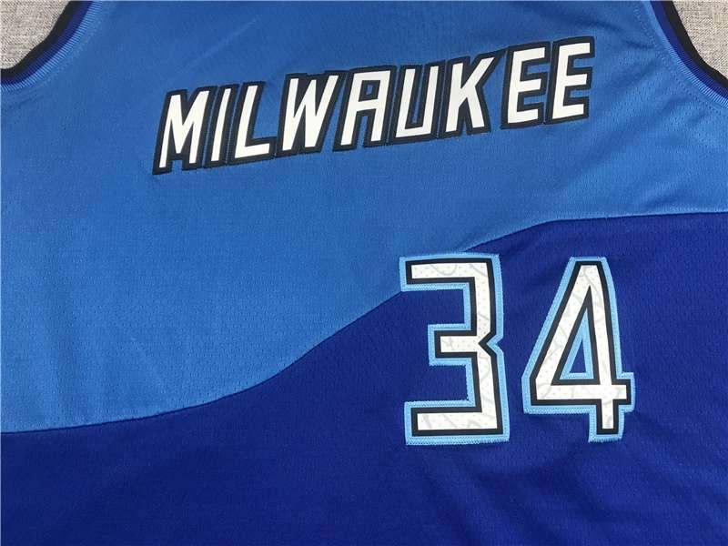 Milwaukee Bucks 20/21 ANTETOKOUNMPO #34 Blue City Basketball Jersey (Stitched)