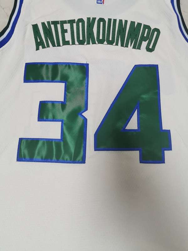 Milwaukee Bucks 2020 ANTETOKOUNMPO #34 White City Basketball Jersey (Stitched)