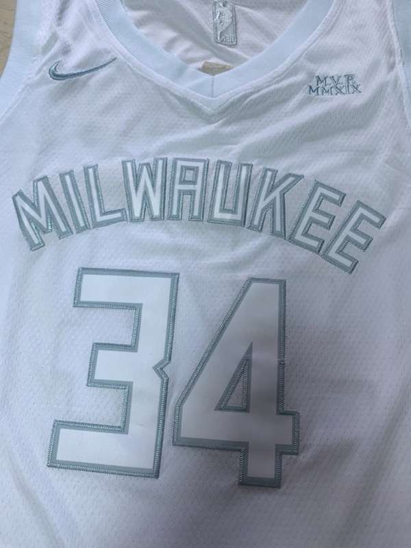 Milwaukee Bucks 2020 ANTETOKOUNMPO #34 White MVP Basketball Jersey (Stitched)