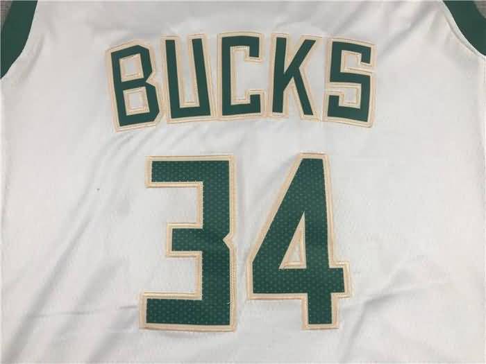 21/22 Milwaukee Bucks #34 ANTETOKOUNMPO White Basketball Jersey (Stitched)