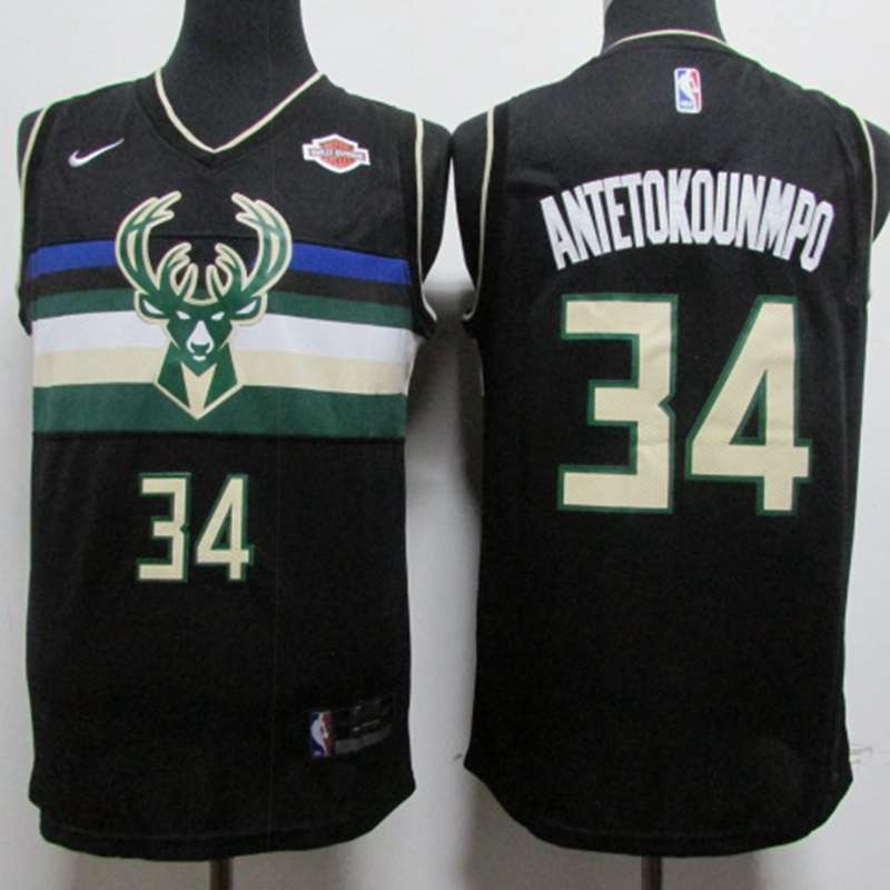 Milwaukee Bucks ANTETOKOUNMPO #34 Black City Basketball Jersey (Stitched)