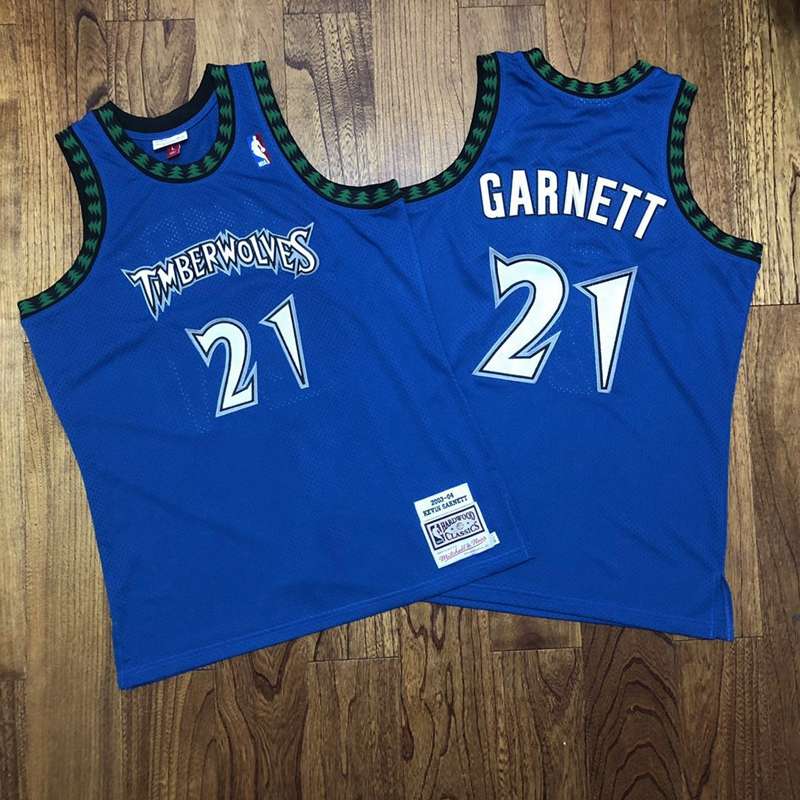 Minnesota Timberwolves 2003/04 GARNETT #21 Blue Classics Basketball Jersey (Closely Stitched)