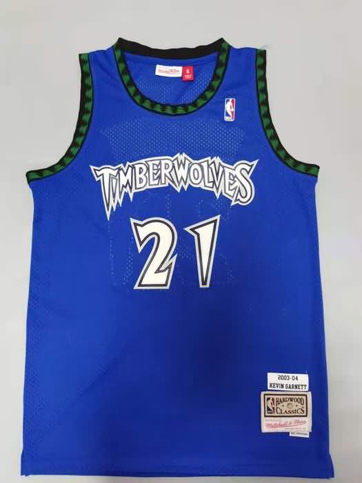 Minnesota Timberwolves 2003/04 GARNETT #21 Blue Classics Basketball Jersey (Stitched)