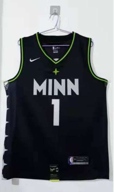 Minnesota Timberwolves 20/21 EDWARDS #1 Black City Basketball Jersey (Stitched)