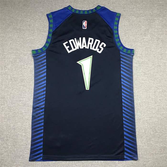 Minnesota Timberwolves 21/22 EDWARDS #1 Blue City Basketball Jersey (Stitched)