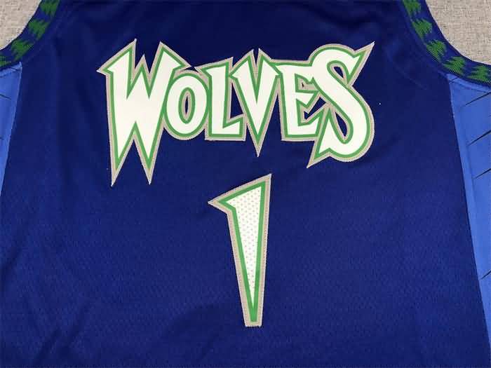 Minnesota Timberwolves 21/22 EDWARDS #1 Blue City Basketball Jersey (Stitched)