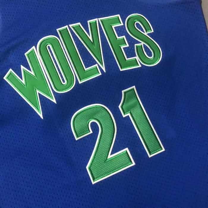 Minnesota Timberwolves 1995/96 GARNETT #21 Blue Classics Basketball Jersey (Closely Stitched)