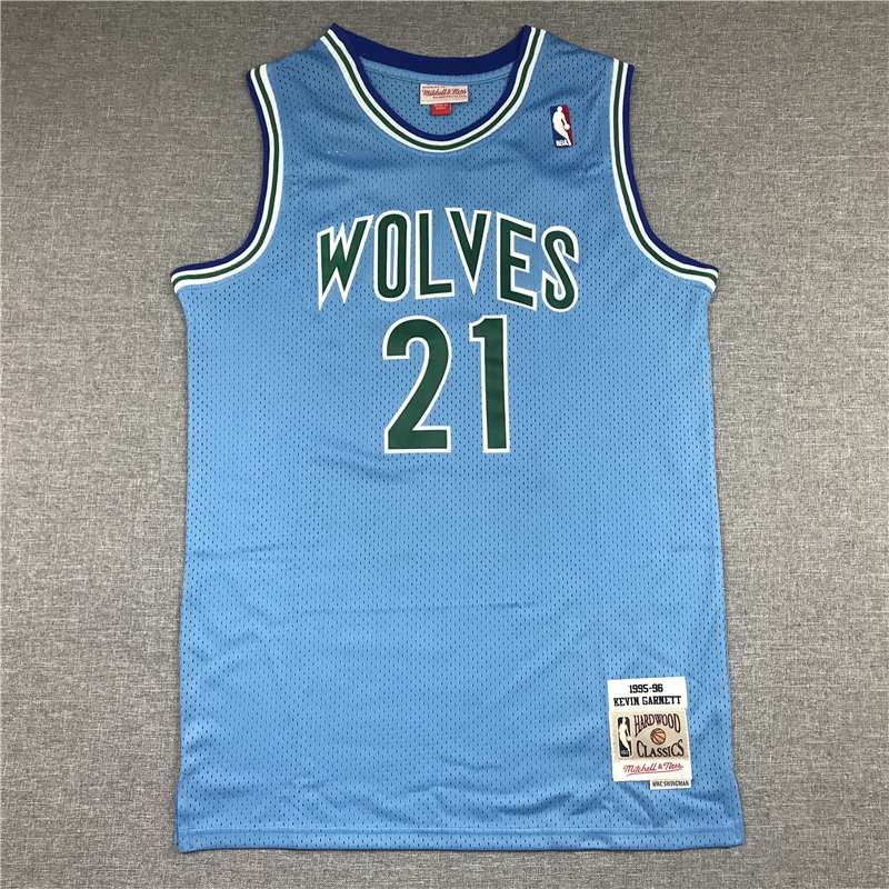 Minnesota Timberwolves 1995/96 GARNETT #21 Blue Classics Basketball Jersey (Stitched)