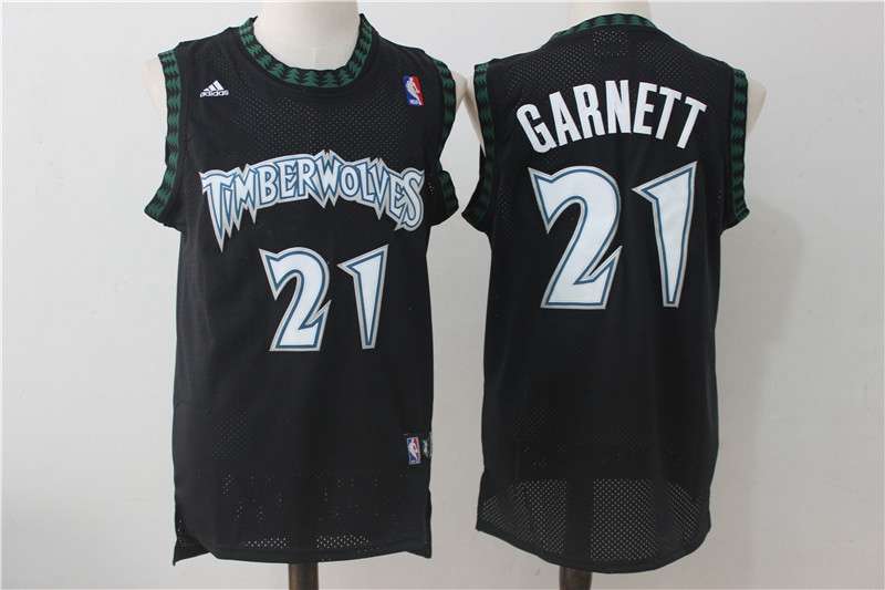 Minnesota Timberwolves GARNETT #21 Black Classics Basketball Jersey (Stitched)