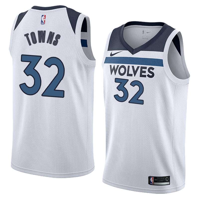 Minnesota Timberwolves TOWNS #32 White Basketball Jersey (Stitched)