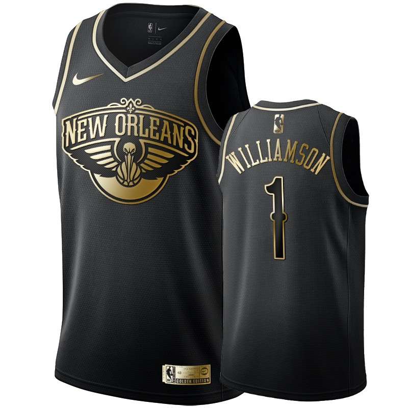 New Orleans Pelicans 2020 WILLIAMSON #1 Black Gold Basketball Jersey (Stitched)