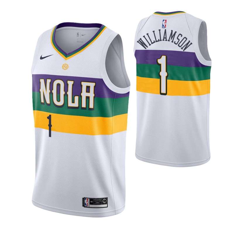 New Orleans Pelicans WILLIAMSON #1 White City Basketball Jersey (Stitched)