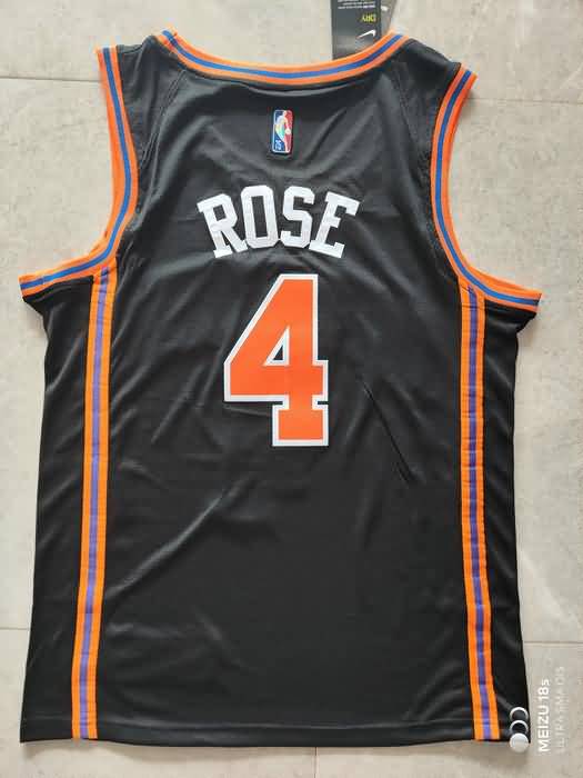 New York Knicks 21/22 ROSE #4 Black Basketball Jersey (Stitched)