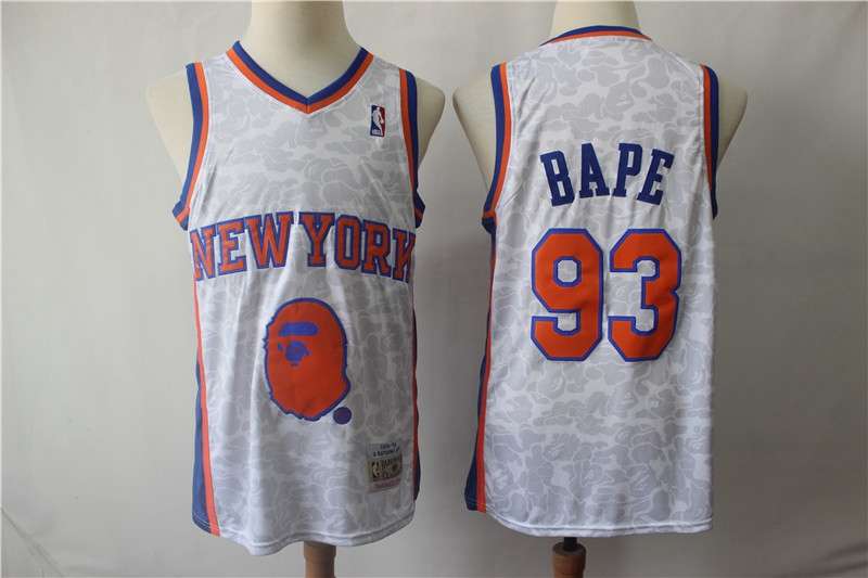 New York Knicks BAPE #93 White Classics Basketball Jersey (Stitched)