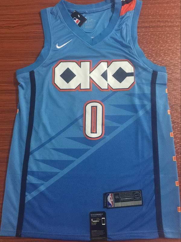 Oklahoma City Thunder WESTBROOK #0 Blue City Basketball Jersey (Stitched)