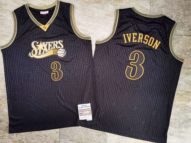 Philadelphia 76ers 2000/01 IVERSON #3 Black Classics Basketball Jersey (Closely Stitched)