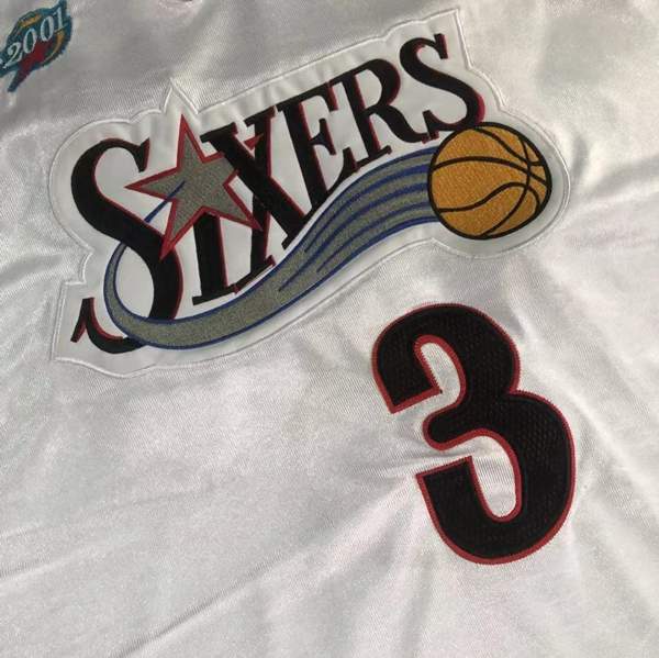 Philadelphia 76ers 2001 IVERSON #3 White All Star Classics Basketball Jersey (Closely Stitched)