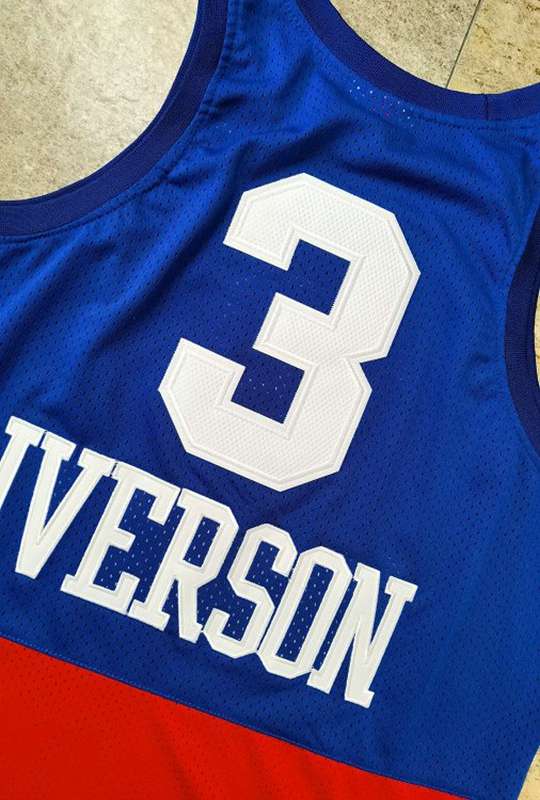 Philadelphia 76ers 2003/04 IVERSON #3 Blue Red Classics Basketball Jersey (Closely Stitched)