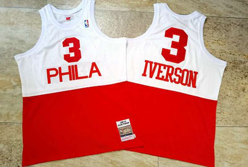 Philadelphia 76ers 2003/04 IVERSON #3 White Red Classics Basketball Jersey (Closely Stitched)