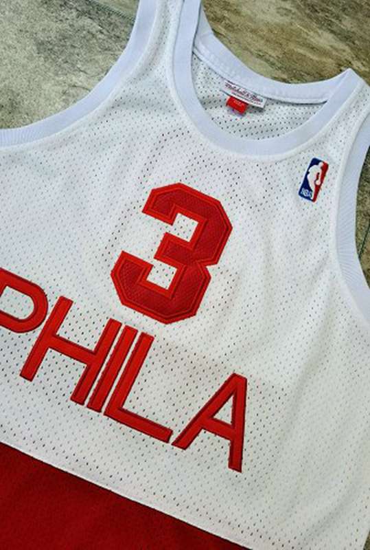 Philadelphia 76ers 2003/04 IVERSON #3 White Red Classics Basketball Jersey (Closely Stitched)