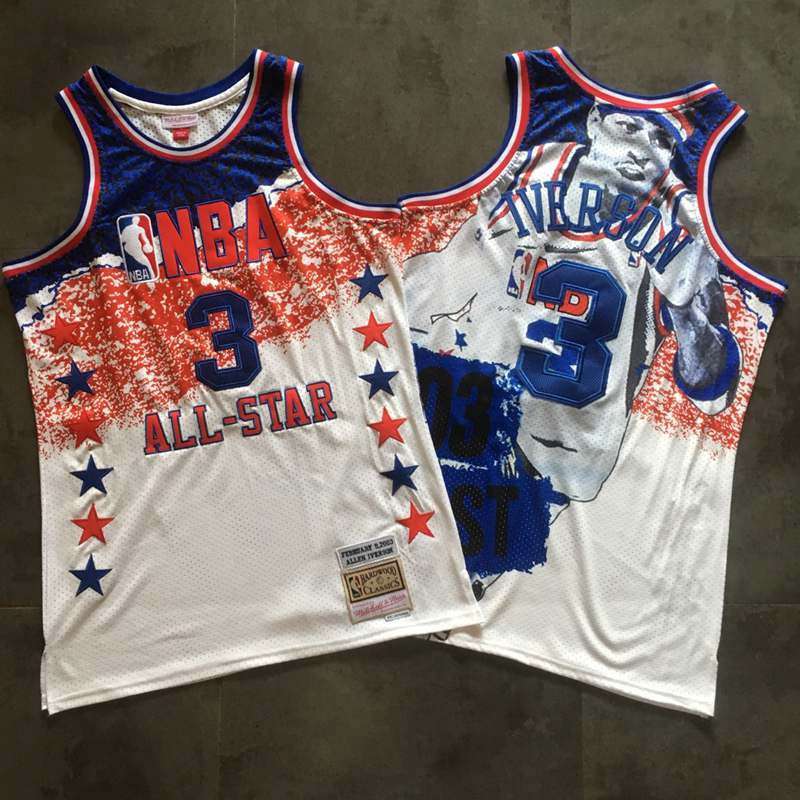 Philadelphia 76ers 2003 IVERSON #3 White All Star Classics Basketball Jersey (Closely Stitched)