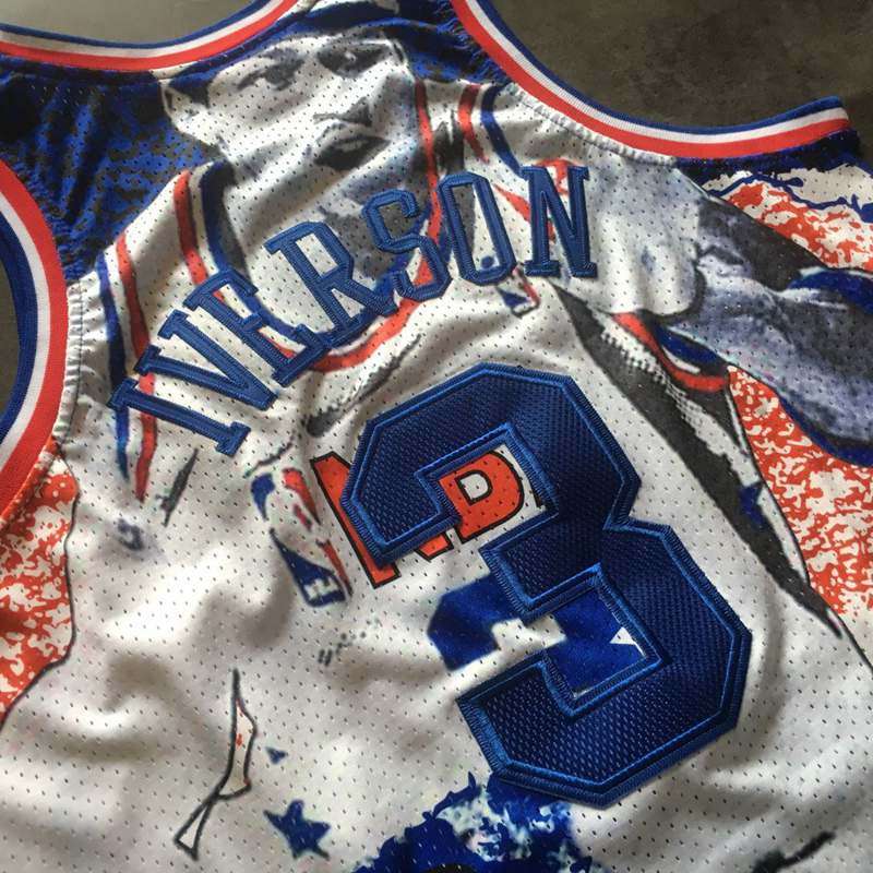 Philadelphia 76ers 2003 IVERSON #3 White All Star Classics Basketball Jersey (Closely Stitched)