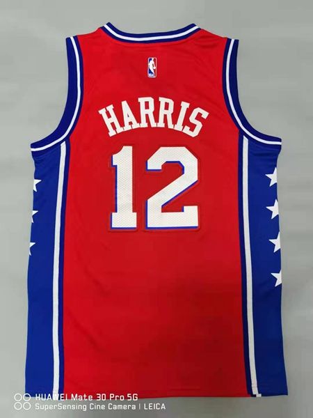 Philadelphia 76ers 20/21 HARRLS #12 Red AJ Basketball Jersey (Stitched)