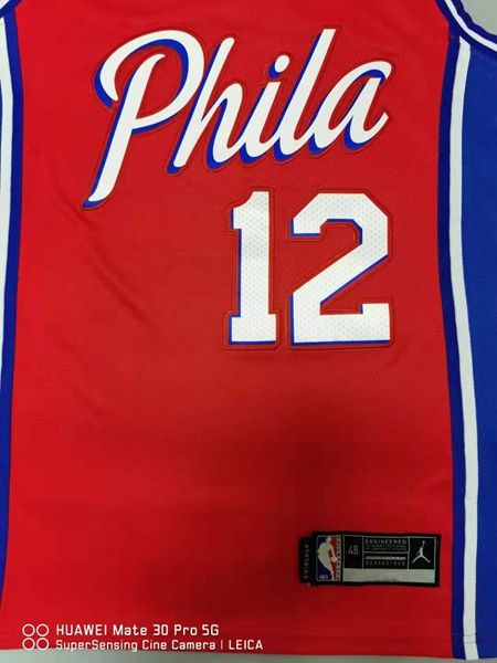 Philadelphia 76ers 20/21 HARRLS #12 Red AJ Basketball Jersey (Stitched)