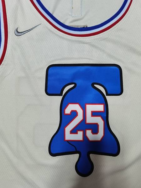 Philadelphia 76ers 20/21 SIMMONS #25 Cream Basketball Jersey (Stitched)